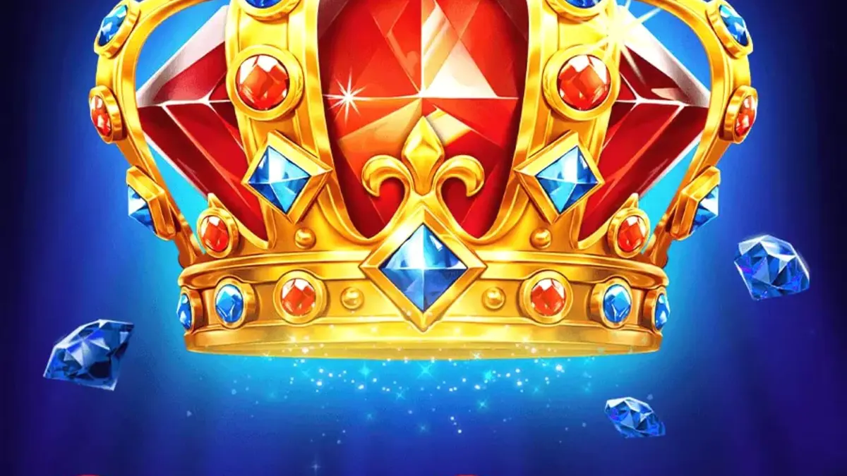 Tampilan visual slot 3x3 Grand Crown dengan simbol buah dan mahkota emas.